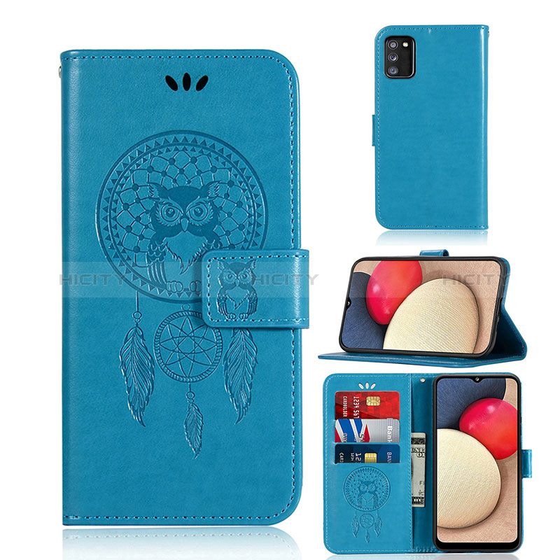 Coque Portefeuille Motif Fantaisie Livre Cuir Etui Clapet JX1 pour Samsung Galaxy A02s Bleu Plus