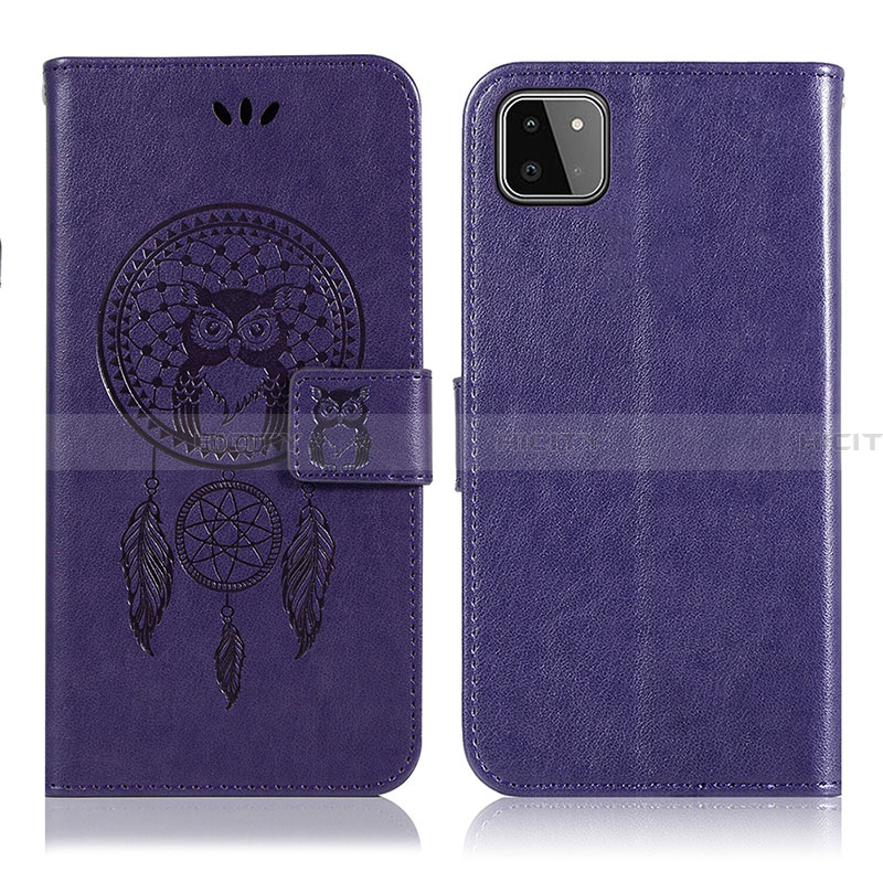 Coque Portefeuille Motif Fantaisie Livre Cuir Etui Clapet JX1 pour Samsung Galaxy A22 5G Violet Plus