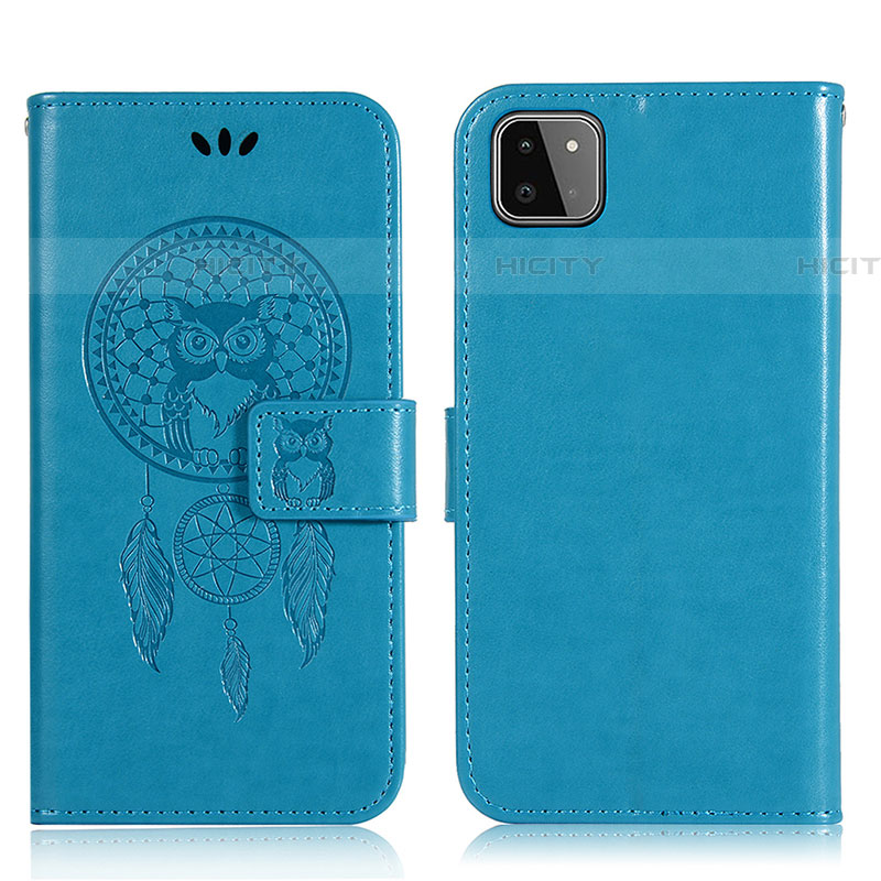 Coque Portefeuille Motif Fantaisie Livre Cuir Etui Clapet JX1 pour Samsung Galaxy F42 5G Bleu Plus