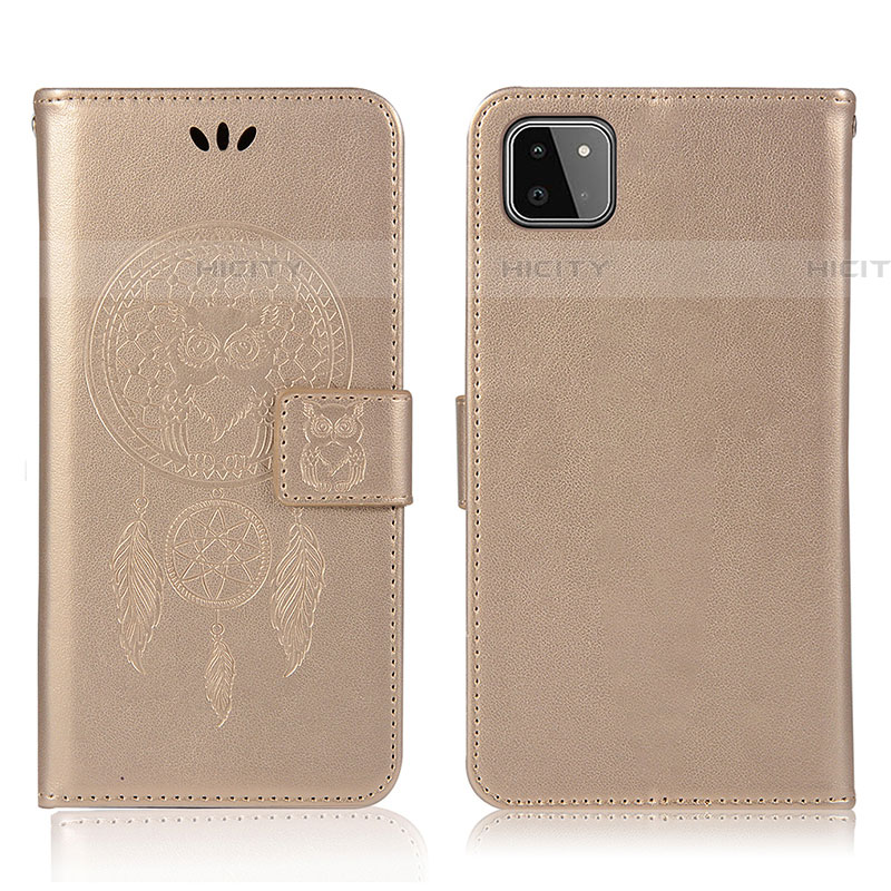 Coque Portefeuille Motif Fantaisie Livre Cuir Etui Clapet JX1 pour Samsung Galaxy F42 5G Or Plus