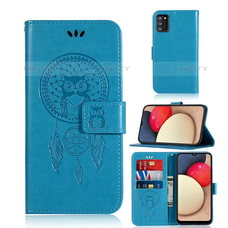 Coque Portefeuille Motif Fantaisie Livre Cuir Etui Clapet JX1 pour Samsung Galaxy M02s Bleu Plus