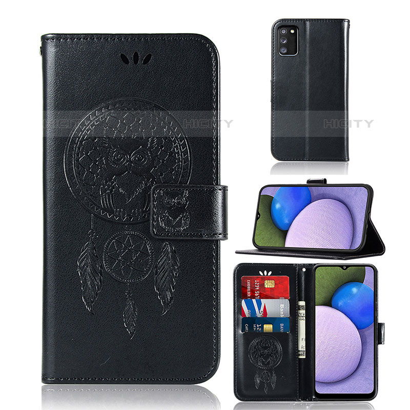 Coque Portefeuille Motif Fantaisie Livre Cuir Etui Clapet JX1 pour Samsung Galaxy M02s Noir Plus