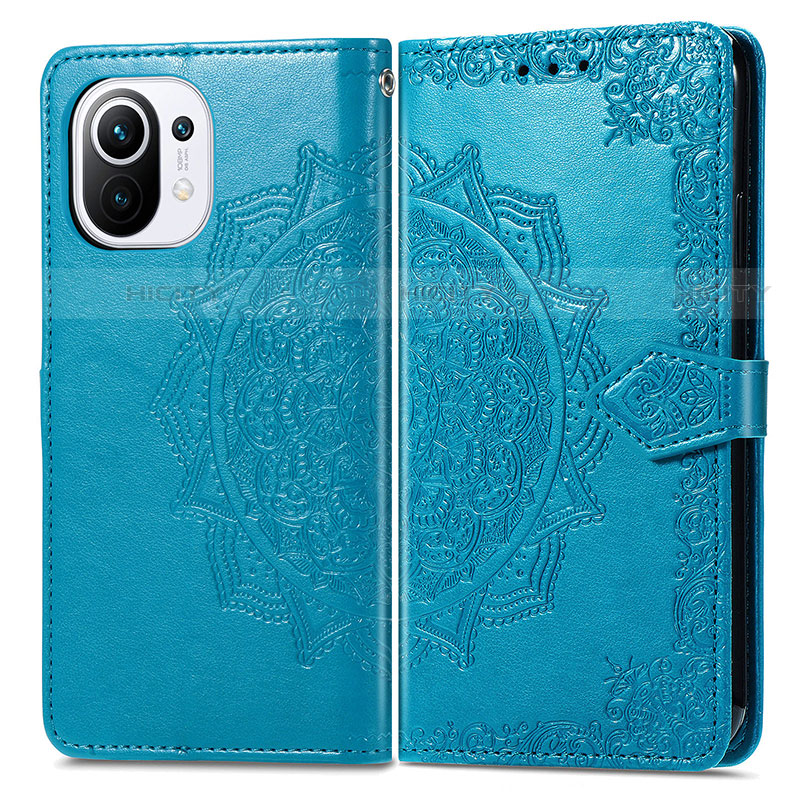 Coque Portefeuille Motif Fantaisie Livre Cuir Etui Clapet L01 pour Xiaomi Mi 11 Lite 4G Bleu Plus