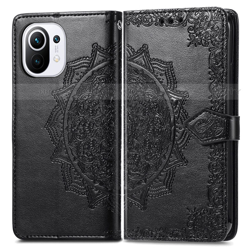 Coque Portefeuille Motif Fantaisie Livre Cuir Etui Clapet L01 pour Xiaomi Mi 11 Lite 5G NE Noir Plus