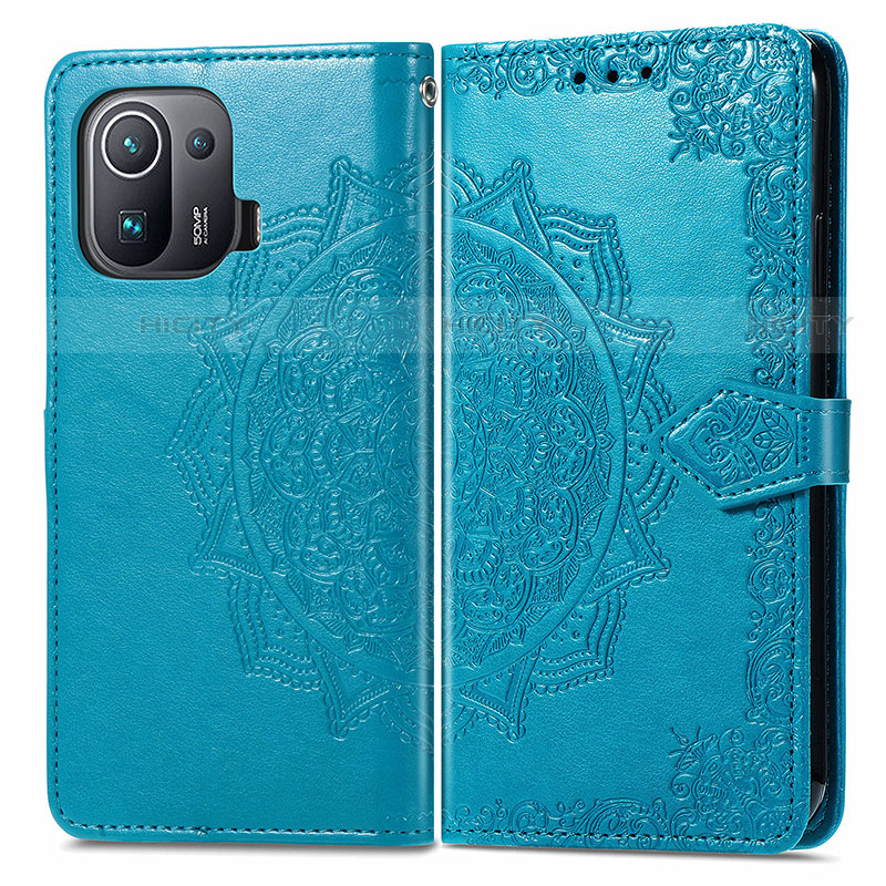 Coque Portefeuille Motif Fantaisie Livre Cuir Etui Clapet L01 pour Xiaomi Mi 11 Pro 5G Bleu Plus