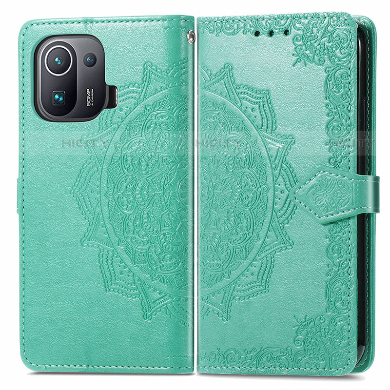 Coque Portefeuille Motif Fantaisie Livre Cuir Etui Clapet L01 pour Xiaomi Mi 11 Pro 5G Vert Plus