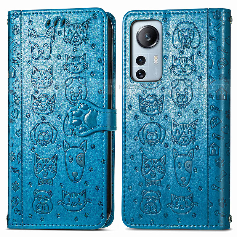 Coque Portefeuille Motif Fantaisie Livre Cuir Etui Clapet L01 pour Xiaomi Mi 12S Pro 5G Bleu Plus