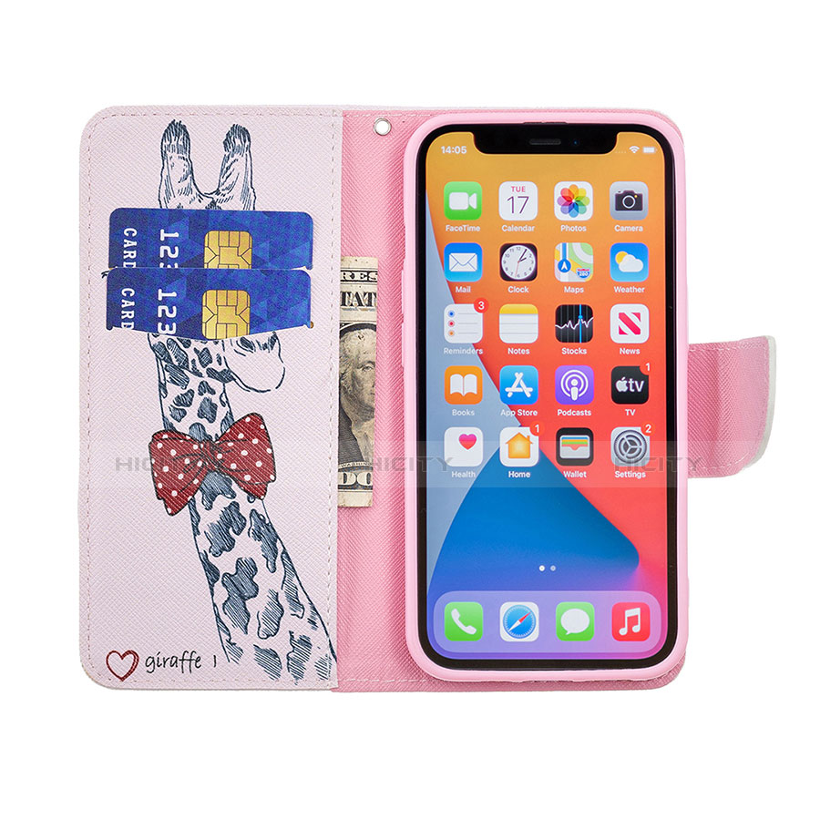 Coque Portefeuille Motif Fantaisie Livre Cuir Etui Clapet L02 pour Apple iPhone 13 Pro Max Noir Plus