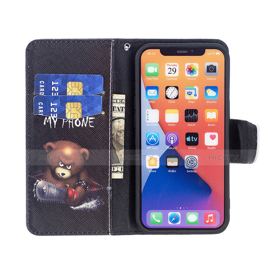 Coque Portefeuille Motif Fantaisie Livre Cuir Etui Clapet L02 pour Apple iPhone 14 Noir Plus