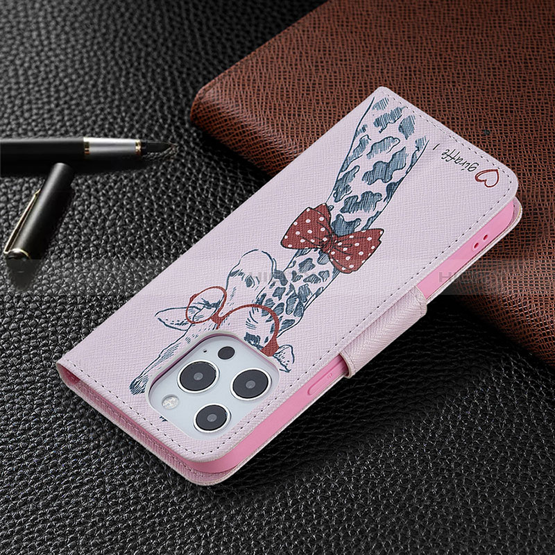 Coque Portefeuille Motif Fantaisie Livre Cuir Etui Clapet L02 pour Apple iPhone 14 Pro Noir Plus