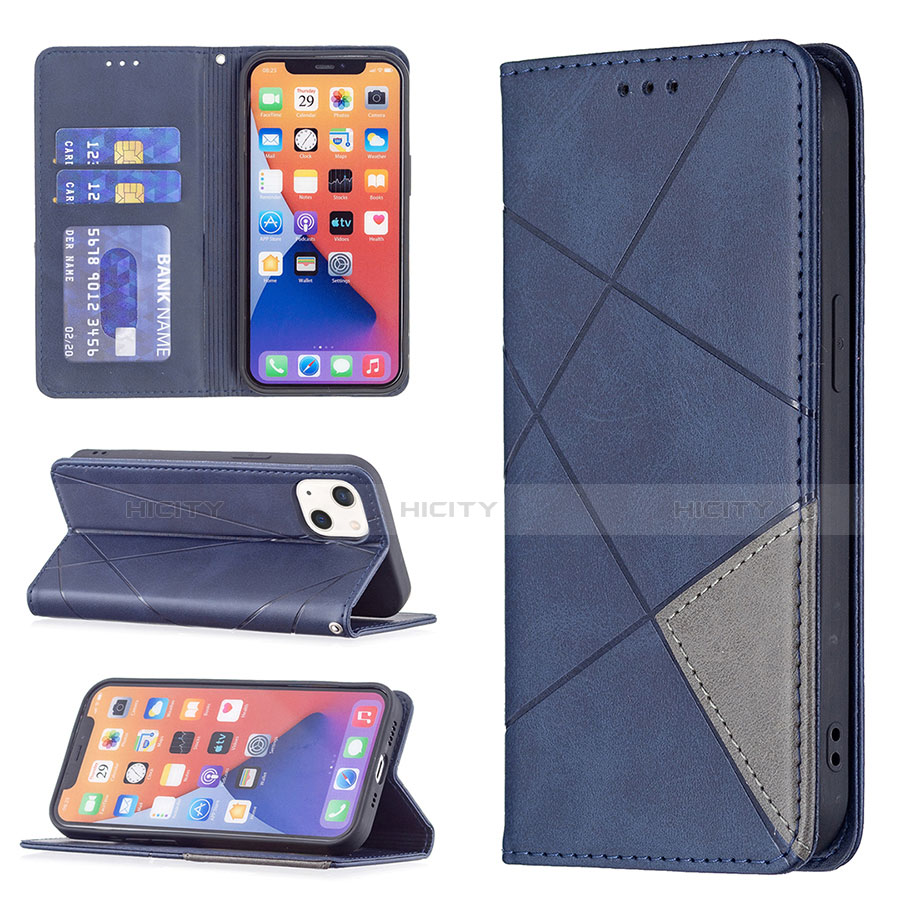 Coque Portefeuille Motif Fantaisie Livre Cuir Etui Clapet L04 pour Apple iPhone 13 Bleu Plus