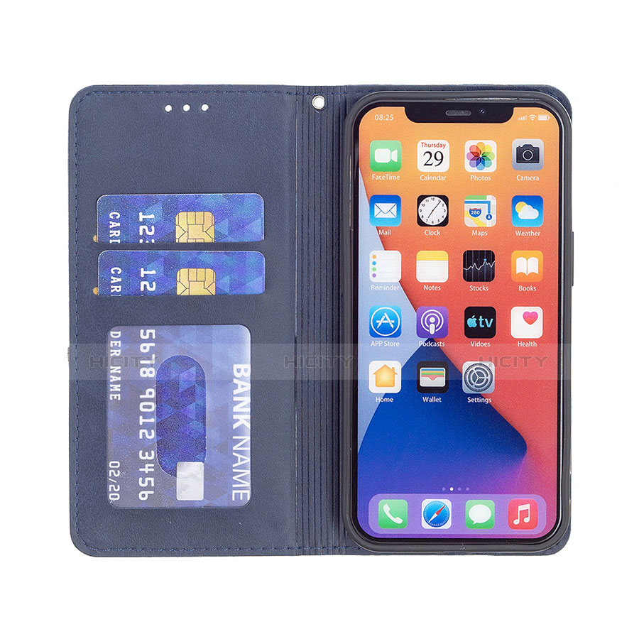 Coque Portefeuille Motif Fantaisie Livre Cuir Etui Clapet L04 pour Apple iPhone 13 Bleu Plus