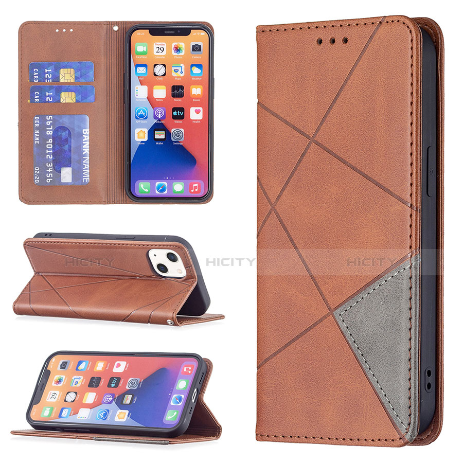 Coque Portefeuille Motif Fantaisie Livre Cuir Etui Clapet L04 pour Apple iPhone 13 Marron Plus