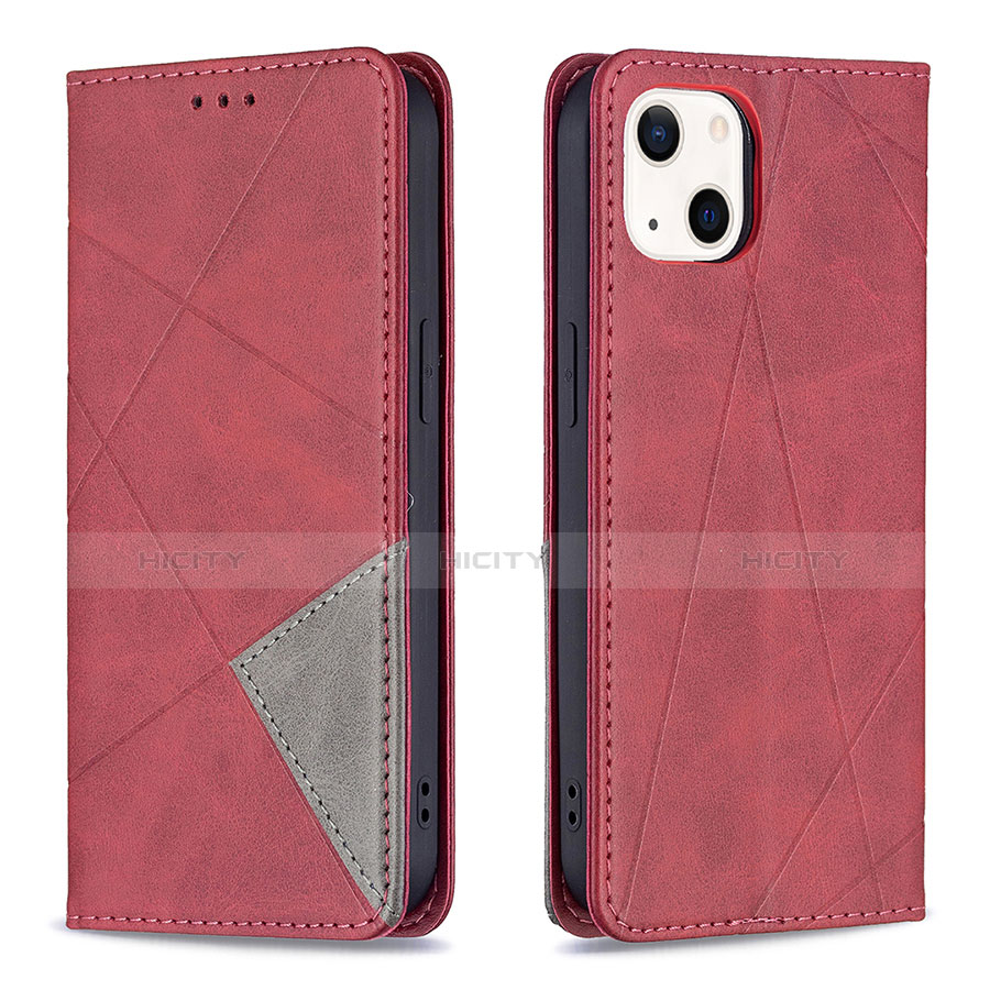 Coque Portefeuille Motif Fantaisie Livre Cuir Etui Clapet L04 pour Apple iPhone 13 Mini Rouge Plus