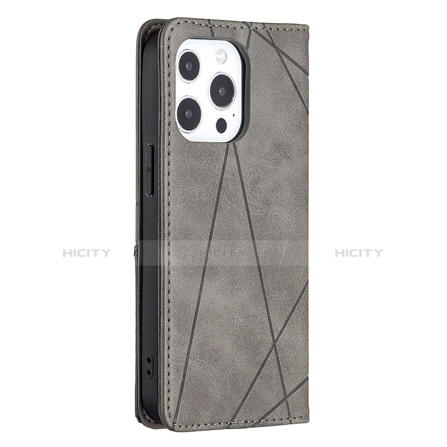 Coque Portefeuille Motif Fantaisie Livre Cuir Etui Clapet L04 pour Apple iPhone 13 Pro Gris Plus