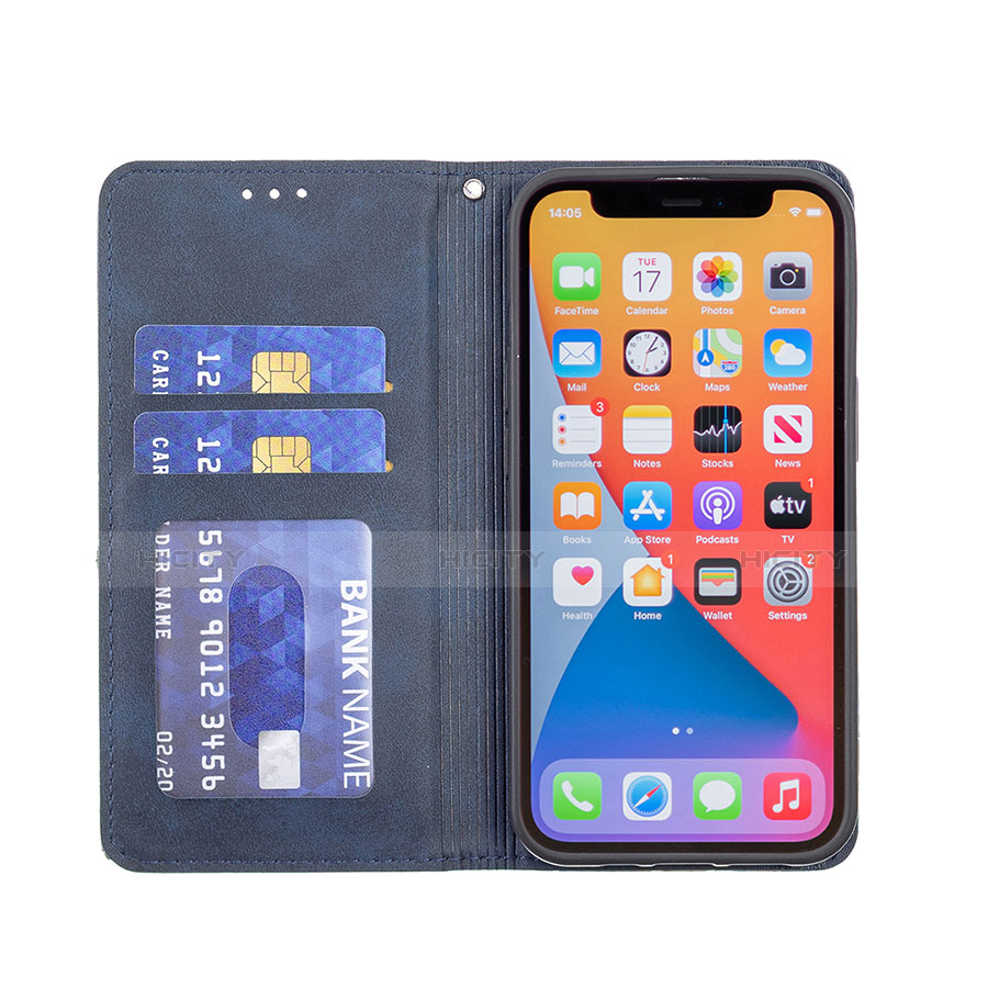 Coque Portefeuille Motif Fantaisie Livre Cuir Etui Clapet L04 pour Apple iPhone 13 Pro Max Bleu Plus