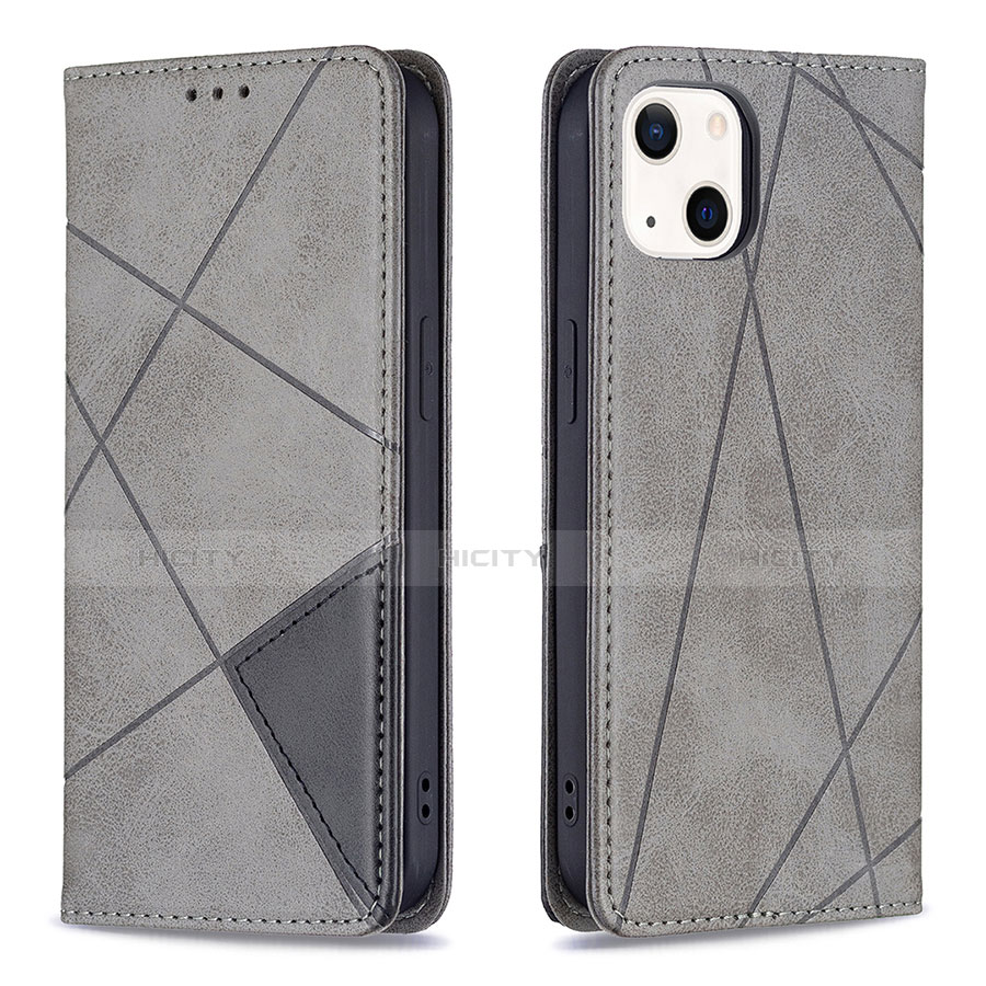 Coque Portefeuille Motif Fantaisie Livre Cuir Etui Clapet L04 pour Apple iPhone 14 Plus Gris Plus