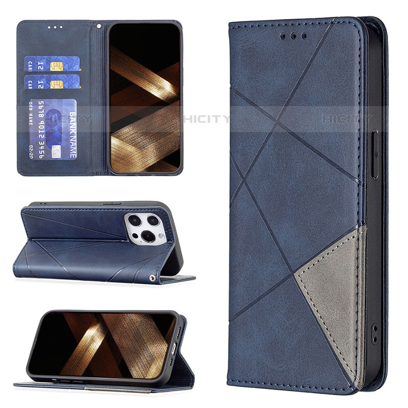 Coque Portefeuille Motif Fantaisie Livre Cuir Etui Clapet L04 pour Apple iPhone 15 Pro Bleu Plus