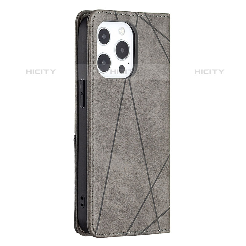 Coque Portefeuille Motif Fantaisie Livre Cuir Etui Clapet L04 pour Apple iPhone 15 Pro Gris Plus