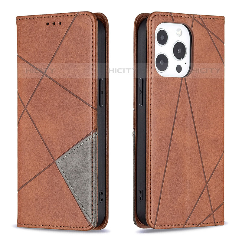 Coque Portefeuille Motif Fantaisie Livre Cuir Etui Clapet L04 pour Apple iPhone 15 Pro Marron Plus