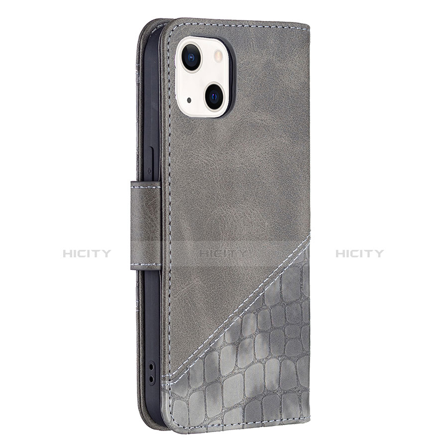 Coque Portefeuille Motif Fantaisie Livre Cuir Etui Clapet L05 pour Apple iPhone 13 Gris Plus