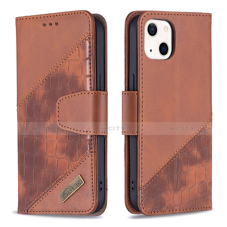 Coque Portefeuille Motif Fantaisie Livre Cuir Etui Clapet L05 pour Apple iPhone 13 Mini Marron Plus