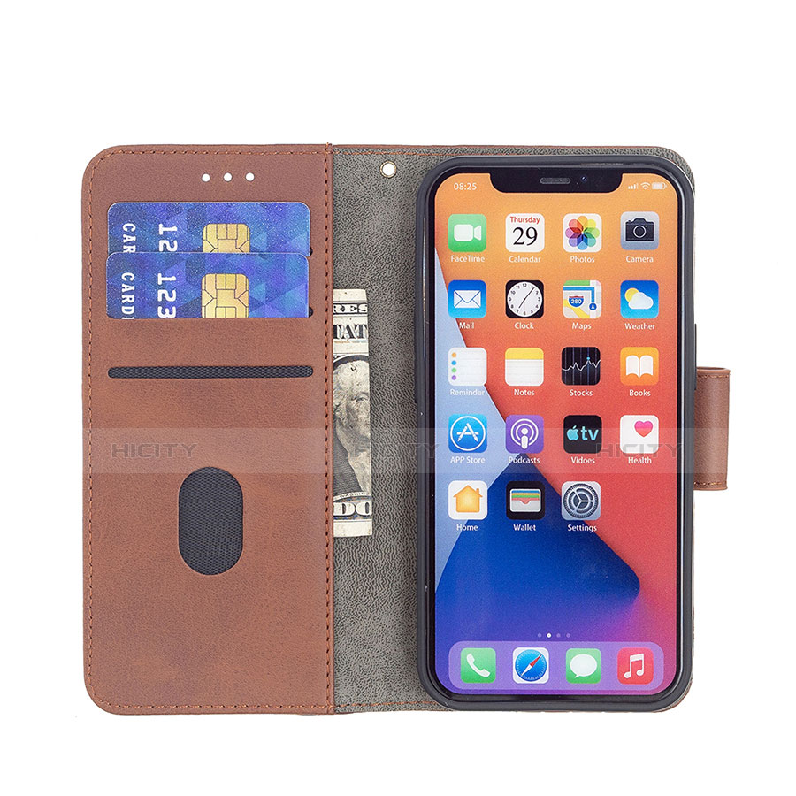 Coque Portefeuille Motif Fantaisie Livre Cuir Etui Clapet L05 pour Apple iPhone 13 Mini Marron Plus