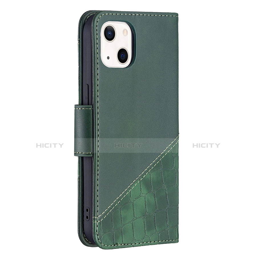 Coque Portefeuille Motif Fantaisie Livre Cuir Etui Clapet L05 pour Apple iPhone 13 Mini Vert Plus