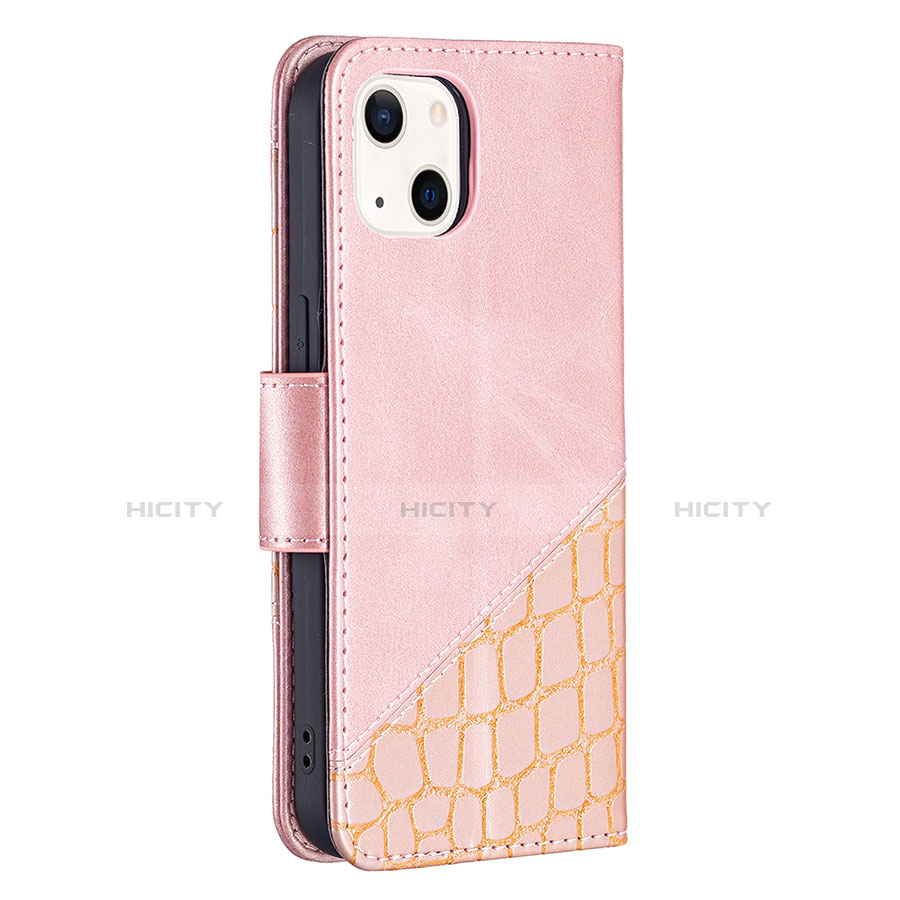 Coque Portefeuille Motif Fantaisie Livre Cuir Etui Clapet L05 pour Apple iPhone 13 Or Rose Plus