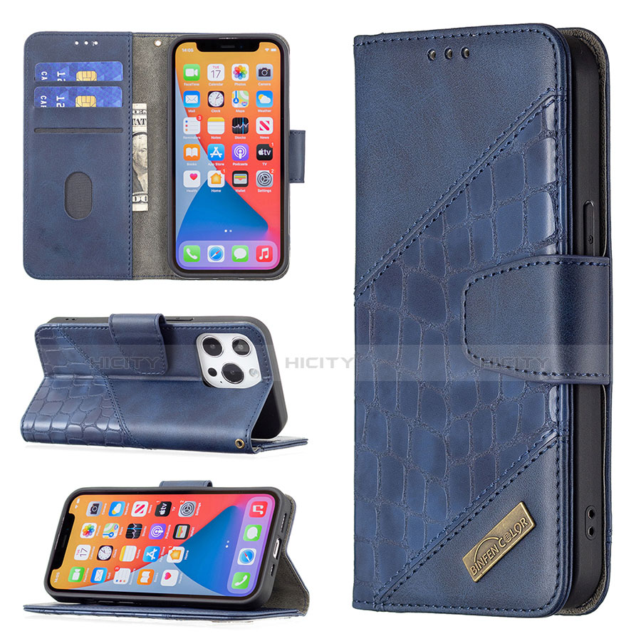 Coque Portefeuille Motif Fantaisie Livre Cuir Etui Clapet L05 pour Apple iPhone 13 Pro Bleu Plus