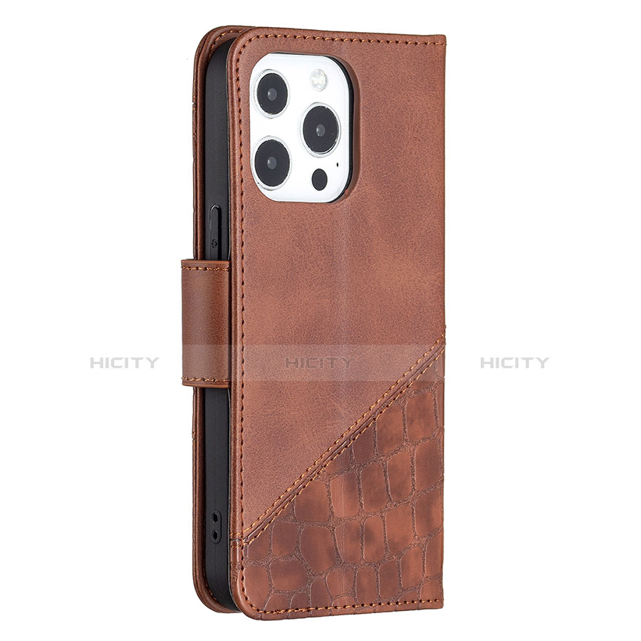 Coque Portefeuille Motif Fantaisie Livre Cuir Etui Clapet L05 pour Apple iPhone 13 Pro Marron Plus