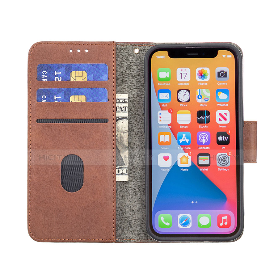 Coque Portefeuille Motif Fantaisie Livre Cuir Etui Clapet L05 pour Apple iPhone 13 Pro Marron Plus