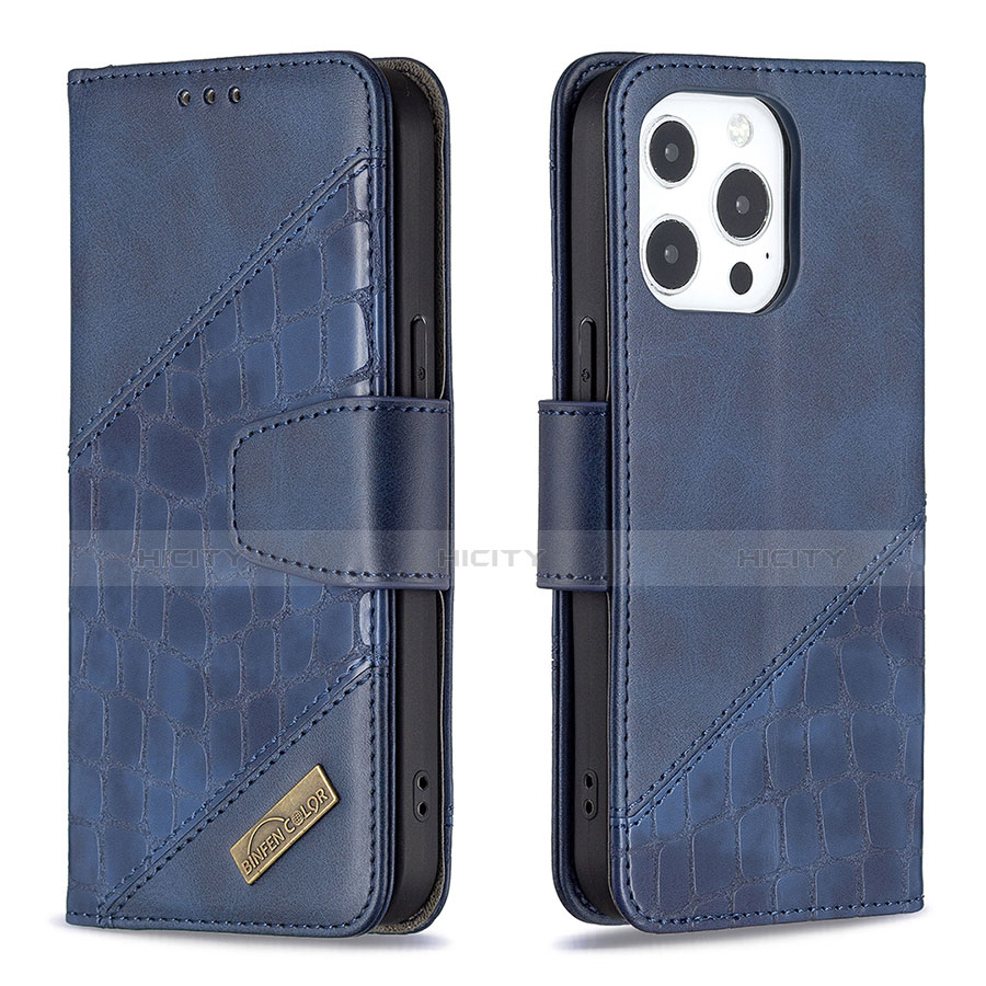 Coque Portefeuille Motif Fantaisie Livre Cuir Etui Clapet L05 pour Apple iPhone 13 Pro Max Bleu Plus