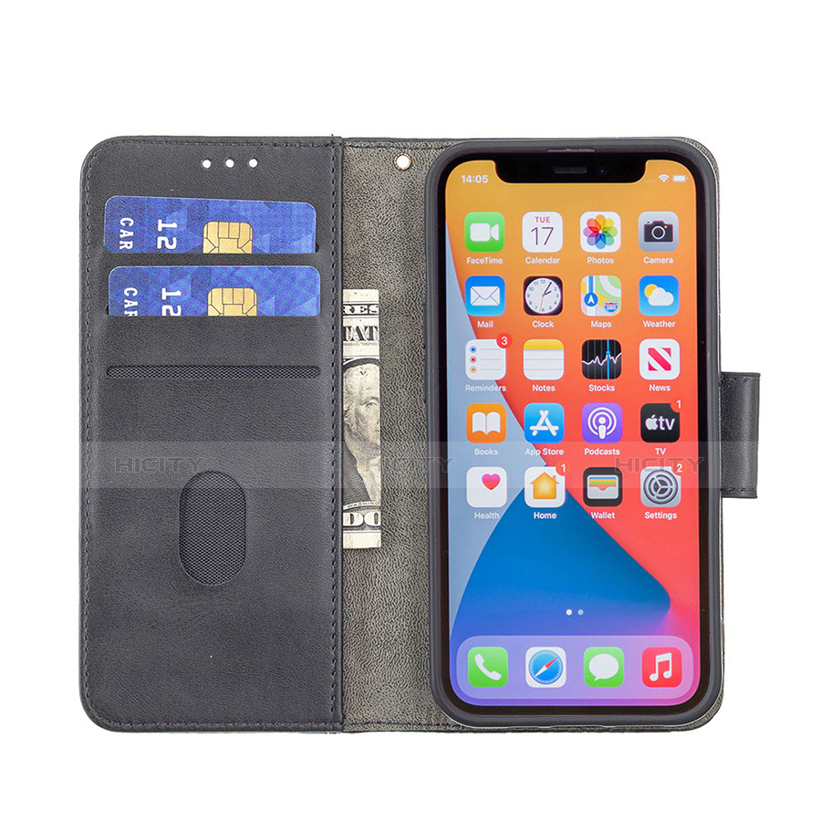 Coque Portefeuille Motif Fantaisie Livre Cuir Etui Clapet L05 pour Apple iPhone 13 Pro Noir Plus