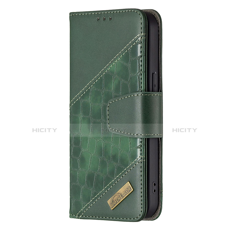 Coque Portefeuille Motif Fantaisie Livre Cuir Etui Clapet L05 pour Apple iPhone 13 Pro Vert Plus