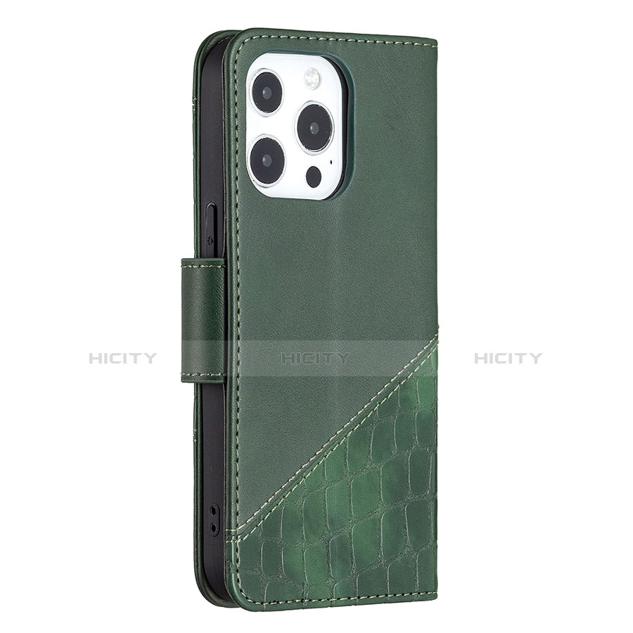 Coque Portefeuille Motif Fantaisie Livre Cuir Etui Clapet L05 pour Apple iPhone 13 Pro Vert Plus