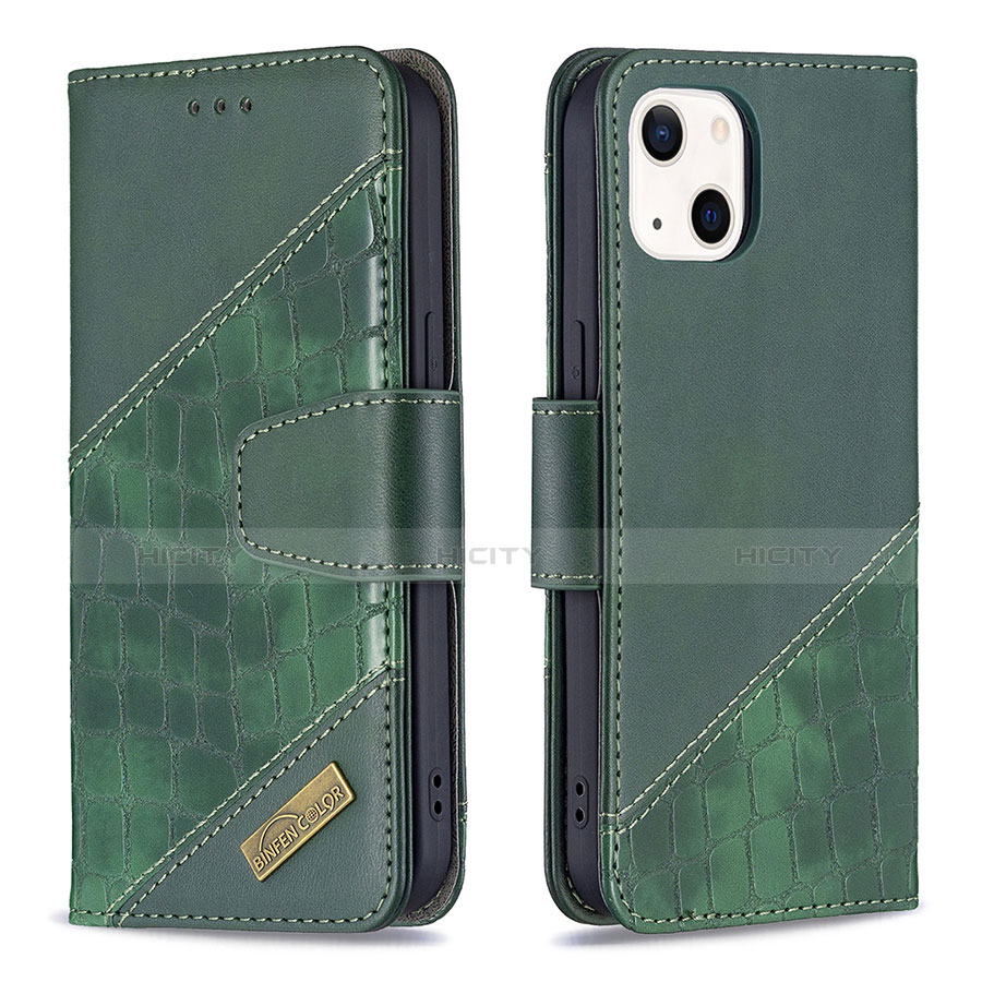 Coque Portefeuille Motif Fantaisie Livre Cuir Etui Clapet L05 pour Apple iPhone 13 Vert Plus