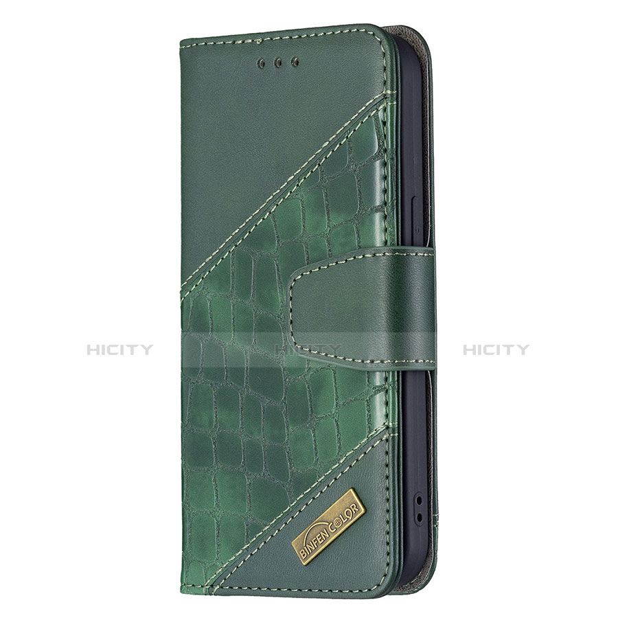 Coque Portefeuille Motif Fantaisie Livre Cuir Etui Clapet L05 pour Apple iPhone 13 Vert Plus