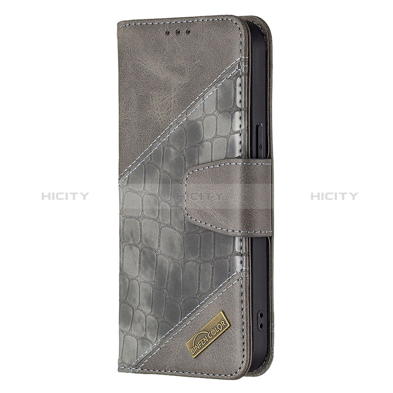 Coque Portefeuille Motif Fantaisie Livre Cuir Etui Clapet L05 pour Apple iPhone 14 Pro Gris Plus