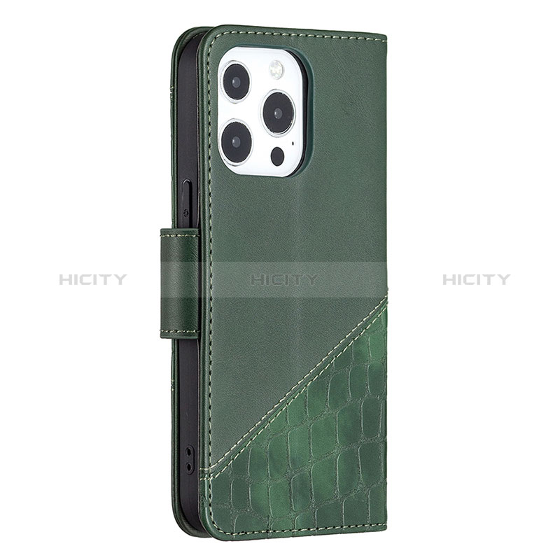 Coque Portefeuille Motif Fantaisie Livre Cuir Etui Clapet L05 pour Apple iPhone 14 Pro Max Vert Plus