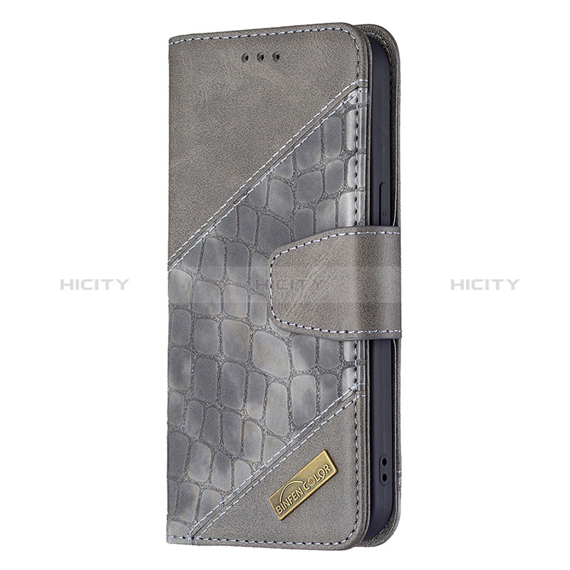 Coque Portefeuille Motif Fantaisie Livre Cuir Etui Clapet L05 pour Apple iPhone 15 Gris Plus