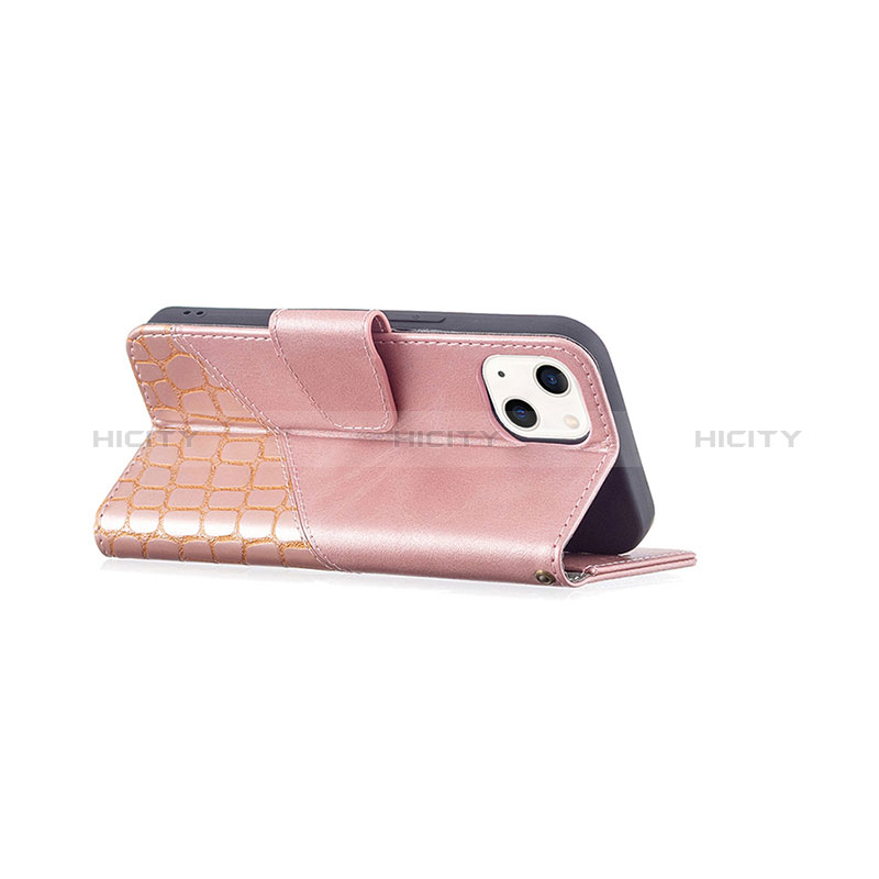 Coque Portefeuille Motif Fantaisie Livre Cuir Etui Clapet L05 pour Apple iPhone 15 Or Rose Plus