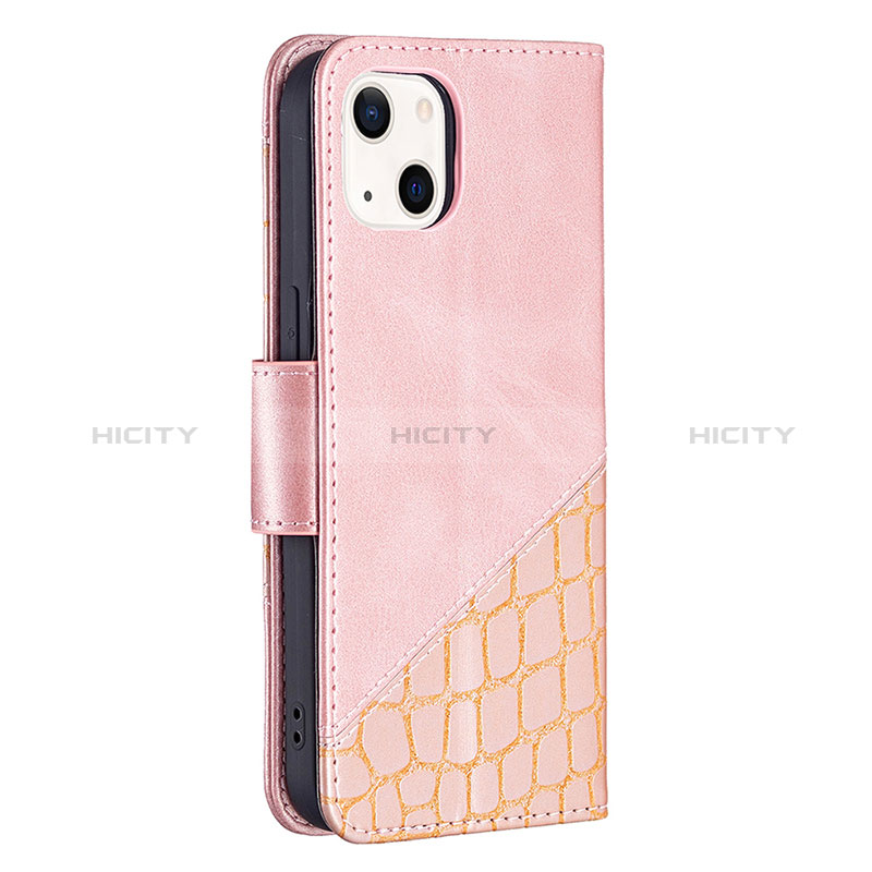 Coque Portefeuille Motif Fantaisie Livre Cuir Etui Clapet L05 pour Apple iPhone 15 Or Rose Plus