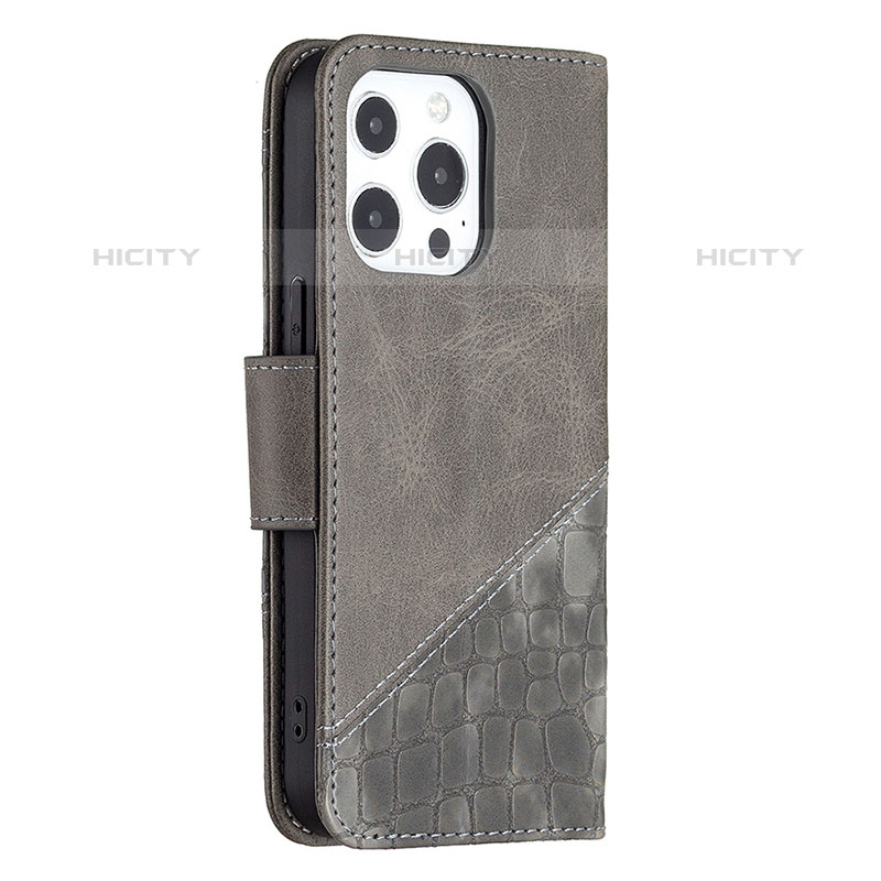 Coque Portefeuille Motif Fantaisie Livre Cuir Etui Clapet L05 pour Apple iPhone 15 Pro Gris Plus