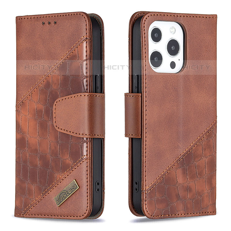 Coque Portefeuille Motif Fantaisie Livre Cuir Etui Clapet L05 pour Apple iPhone 15 Pro Max Marron Plus