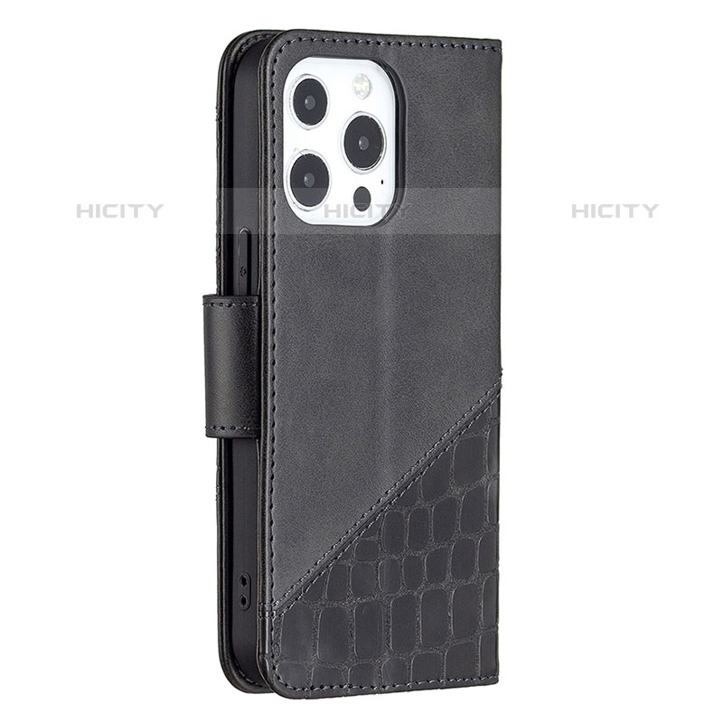 Coque Portefeuille Motif Fantaisie Livre Cuir Etui Clapet L05 pour Apple iPhone 15 Pro Noir Plus