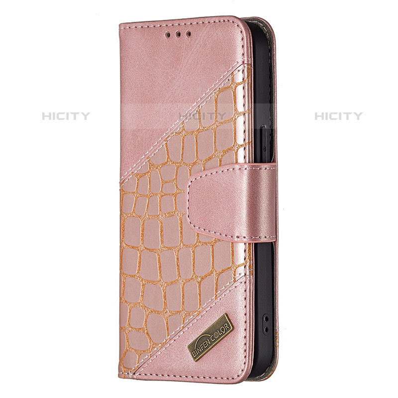 Coque Portefeuille Motif Fantaisie Livre Cuir Etui Clapet L05 pour Apple iPhone 15 Pro Or Rose Plus