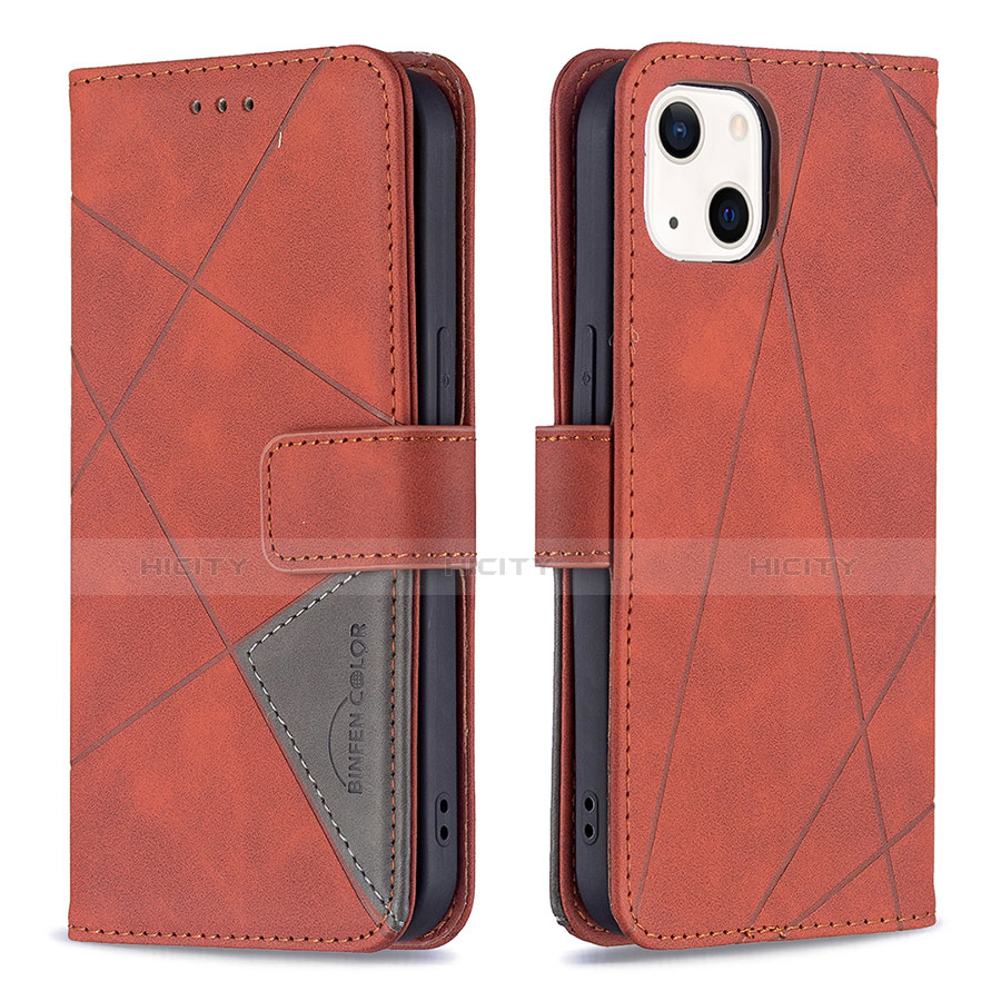 Coque Portefeuille Motif Fantaisie Livre Cuir Etui Clapet L06 pour Apple iPhone 13 Marron Plus