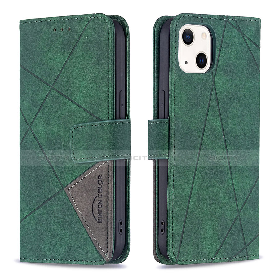 Coque Portefeuille Motif Fantaisie Livre Cuir Etui Clapet L06 pour Apple iPhone 13 Vert Plus