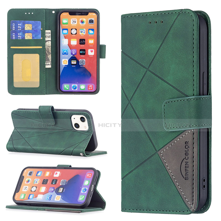 Coque Portefeuille Motif Fantaisie Livre Cuir Etui Clapet L06 pour Apple iPhone 13 Vert Plus